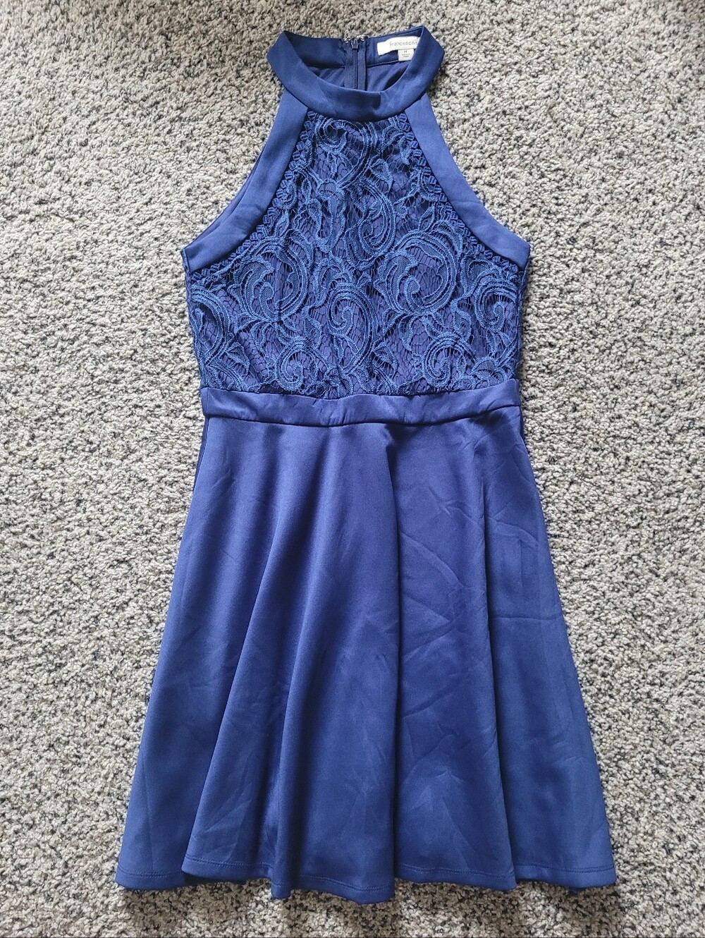 Francesca's Blue Lace Detail Mini Dress